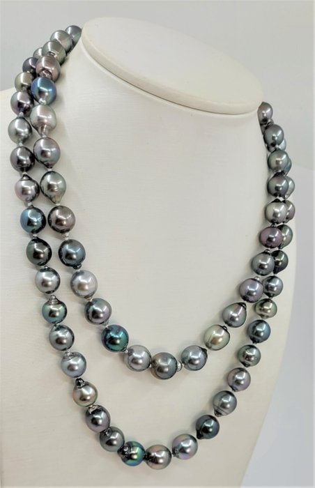 Image 3 of 8x12mm Multi Bright Tahitian pearls - Necklace
