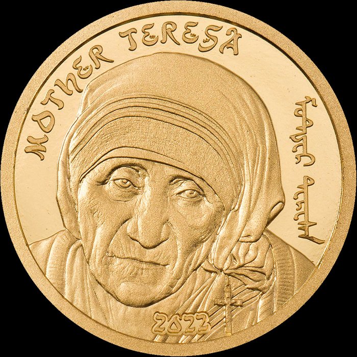 Μογγολία. 1000 Togrog 2022 Mother Teresa, (.999) Proof  (χωρίς τιμή ασφαλείας)