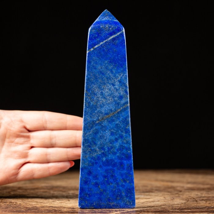 Pointe Lapis Lazuli - Premier choix - Petit obélisque Lapis Lazuli de qualité supérieure - Hauteur : 187 mm - Largeur : 51 mm- 376 g