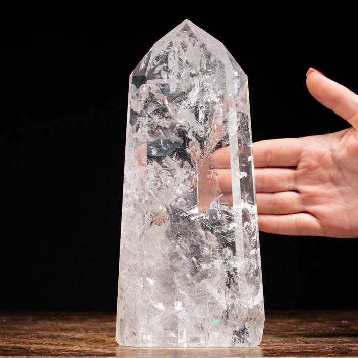 Klare Quarzkristallspitze - Zusätzliche Qualität - Höhe: 236 mm - Breite: 107 mm- 2171 g