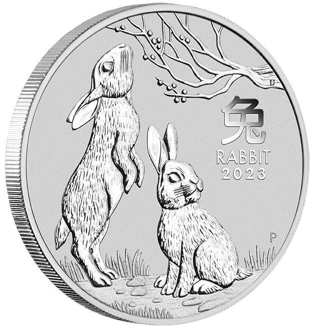Australia. 2 Dollars 2023 Year of the Rabbit, 2 Oz (.999)  (Senza Prezzo di Riserva)