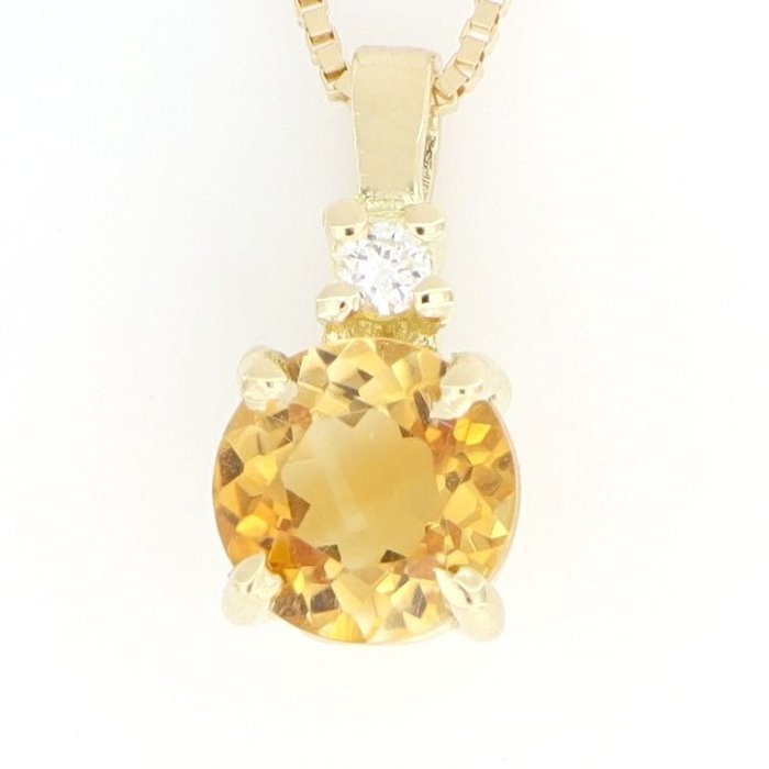 Ohne Mindestpreis - Halskette mit Anhänger Gelbgold Diamant  (Natürlich) 