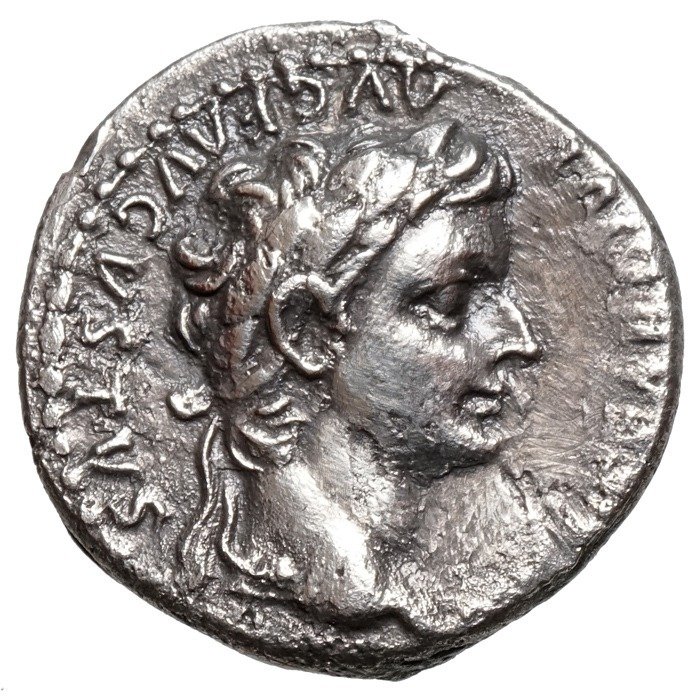 Imperio romano. Tiberio (14-37 e. c.). AR Denarius,  Biblical "Tribute Penny", Lugdunum, Livia/Pax