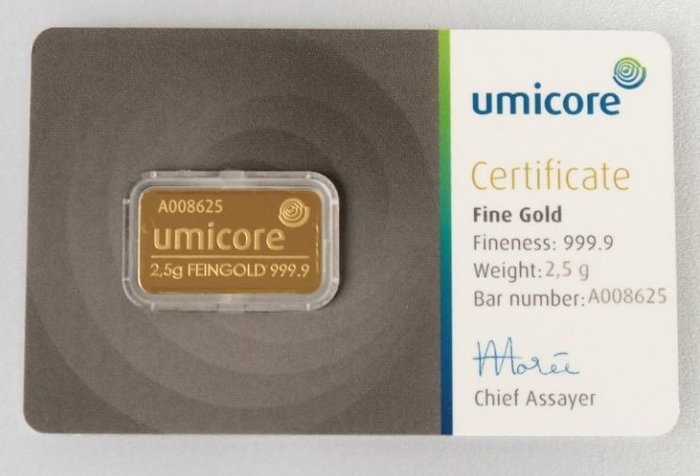 2,5g - Χρυσός - Umicore  (χωρίς τιμή ασφαλείας)