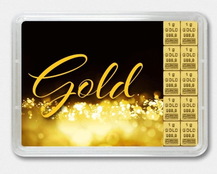 10 grams - Gold - Valcambi, "Gold statt Geld" (Flipmotiv)