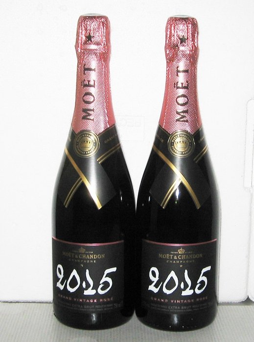 2015 Moët & Chandon, Grand Vintage, Rosé - Champagne Extra Brut - 2 Flasker  (0,75 l)