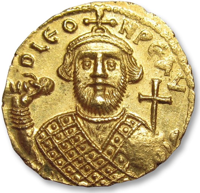 Byzantijnse Rijk. Leontios (695-698 n.Chr.). Goud Solidus,  Constantinople mint 695-698 A.D. – Officina H – superb high quality coin, rare in this condition –