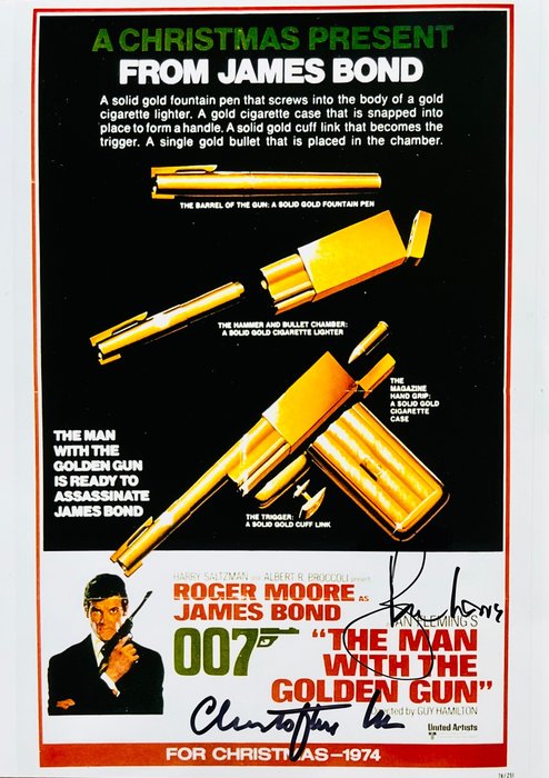 James Bond 007: The Man with the Golden Gun - Double signed by Roger Moore (+) and Christopher Lee (+) - with holographic b'bc COA