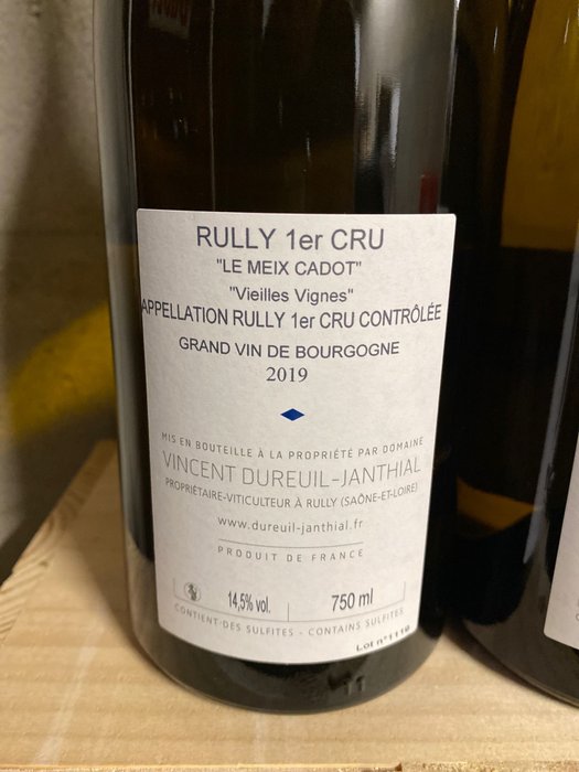 2019 Rully 1° Cru “Meix Cadot Vieilles Vignes” – Dureuil Janthial – Bourgondië – 3 Fles (0,75 liter)