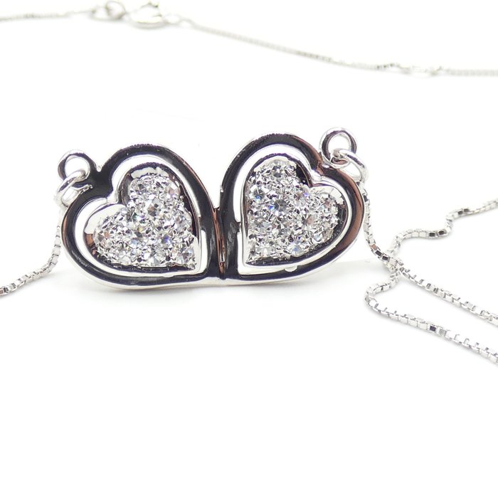 Necklace with pendant - White gold 