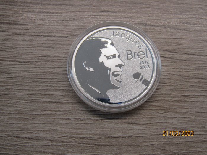 Bélgica. 10 Euro 2018 "Jacques Brel" Proof  (Sem preço de reserva)