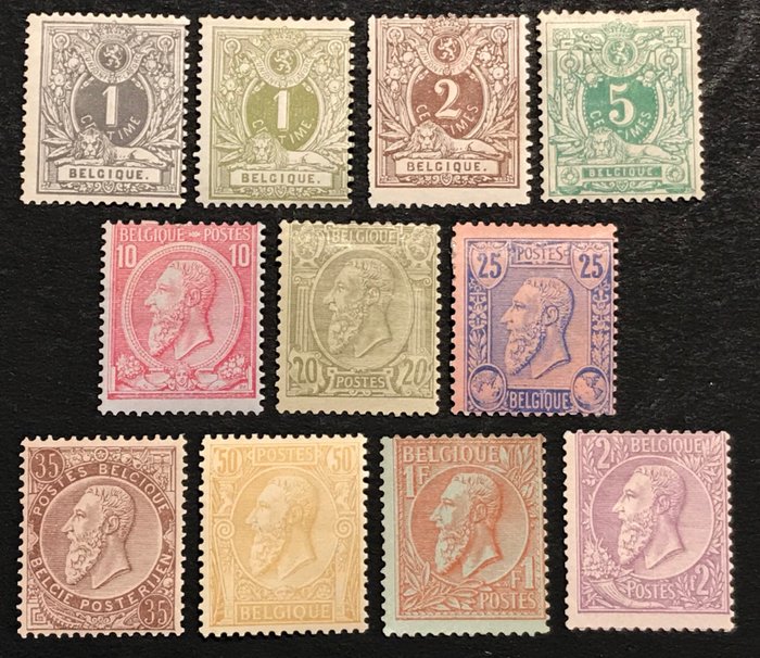 Belgia 1884/1891 - Numărul 1884 Leul mincinos + Leopold al II-lea - serie completă - OBP 42/52