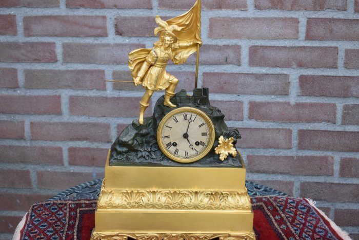 Zegar kominkowy - Brąz patynowany, Ormolu - około 1840 r