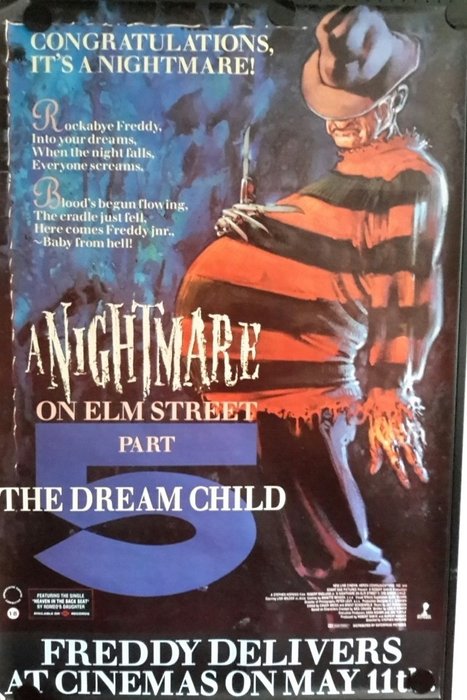 Wes Craven - A NIGHTMARE ON ELMSTREET 5 - The Dream Child, XL Poster - década de 1980