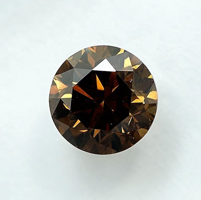 鑽石 - 0.50 ct - 明亮型 - Natural Fancy Intense Brownish Yellow - VS2