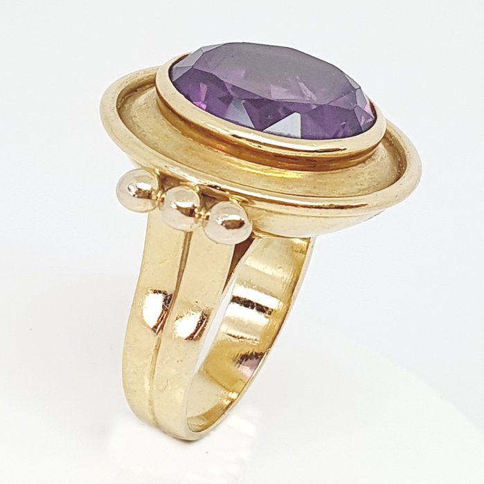 18 克拉 黃金 - 戒指 - 8.00 ct 紫水晶