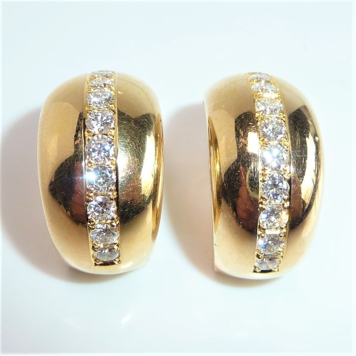 耳环 - 18K包金 黄金 钻石  (天然) 