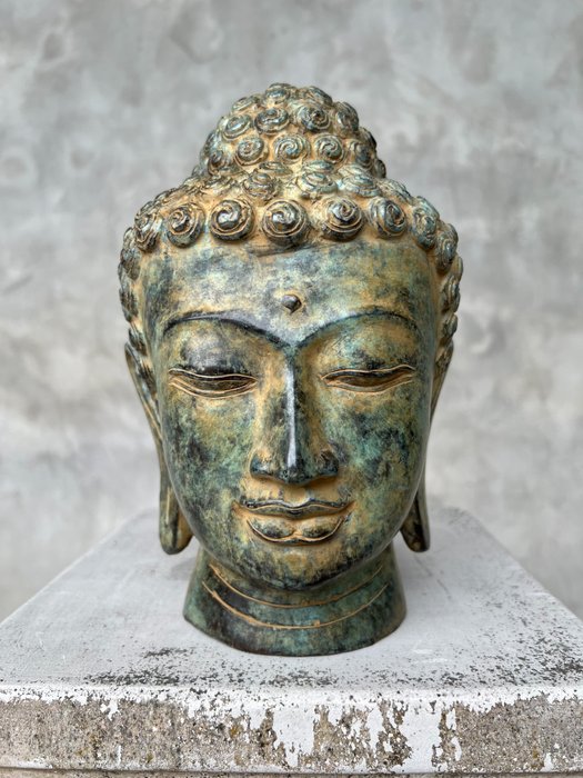 Sculpture, NO RESERVE PRICE - Buddha Bust - Bronze Patinated - Bronze - 25 cm - Bronze