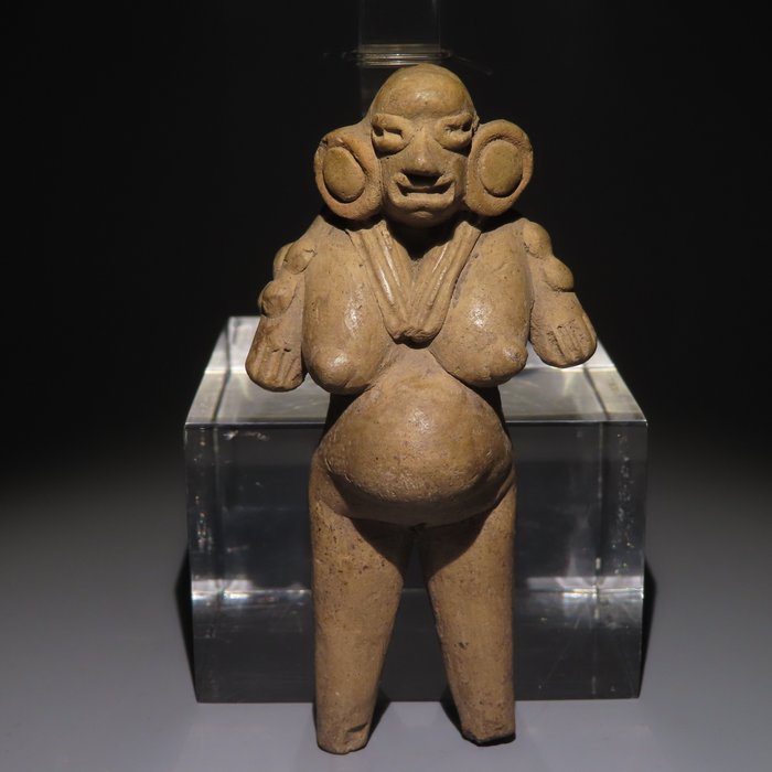 墨西哥丘皮库罗 Terracotta 女性怀孕图。很稀少。 8.5 厘米高。拥有西班牙出口许可证。