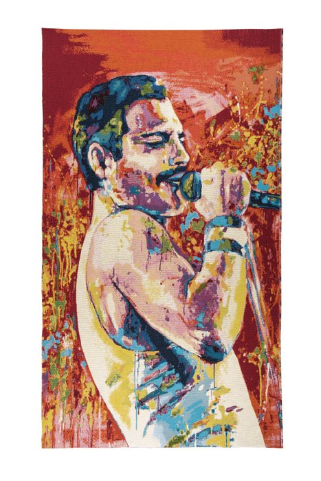 Freddie Mercury - Prachtig portret op gobelin-tapijtstof - 1,20 x 0,69 METER !!! - Wandtapijt