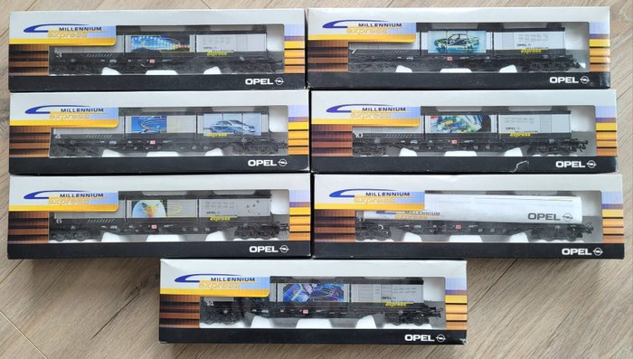 Roco H0 - Güterwagen - 7x Opel Millennium Express - DB