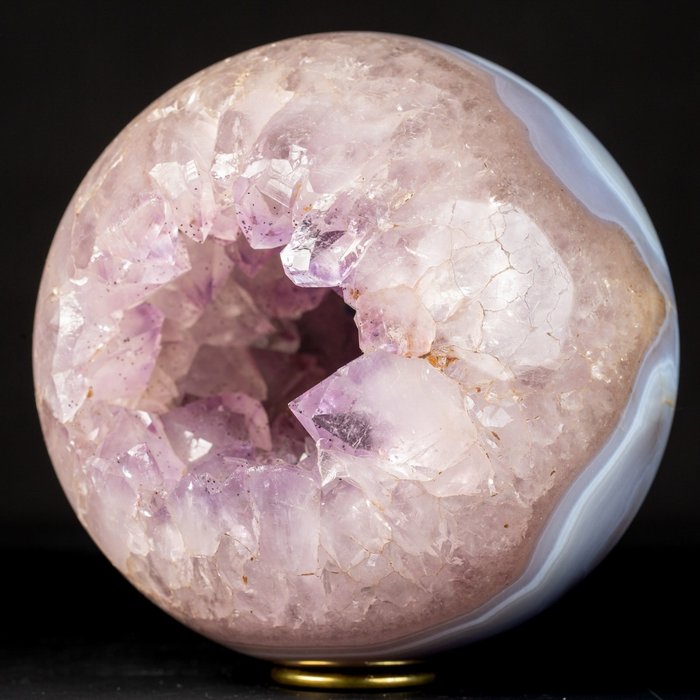 特殊紫水晶球 - 大晶體 - 白瑪瑙 - 高度: 135 mm - 闊度: 135 mm- 2887 g
