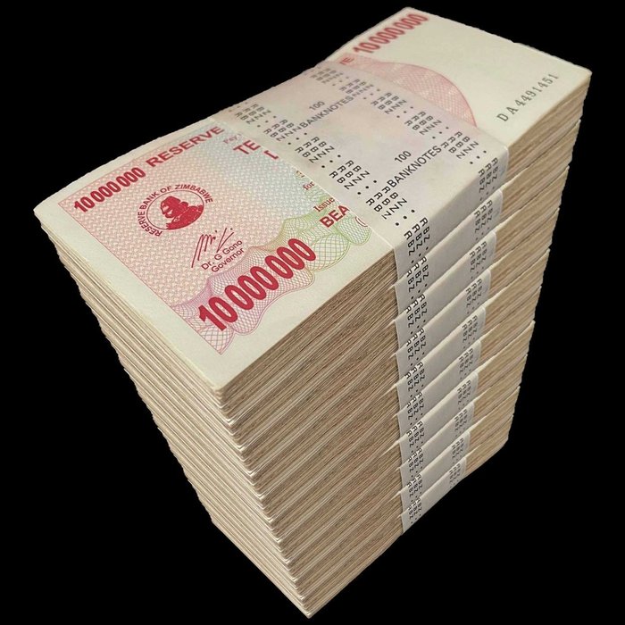 Zimbábue. - 1000 x 10.000.000 Dollars 2008 - Pick 55  (Sem preço de reserva)