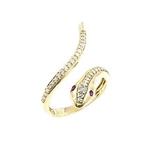 Ring – 14 karaat Geel goud Robijn – Diamant