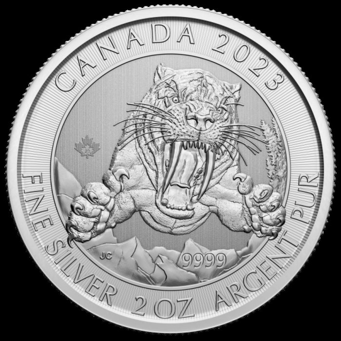 Canada. 10 Dollars 2023 Säbelzahntiger, 2 Oz (.999)  (No Reserve Price)