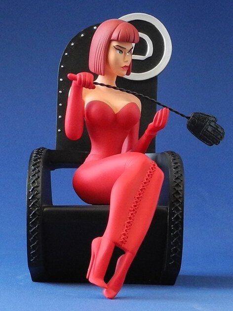 Parastone - Stephan Saint Emett - Statuette, Demonia Dame in het rood in zwarte stoel PU09 - 18 cm - Polystone
