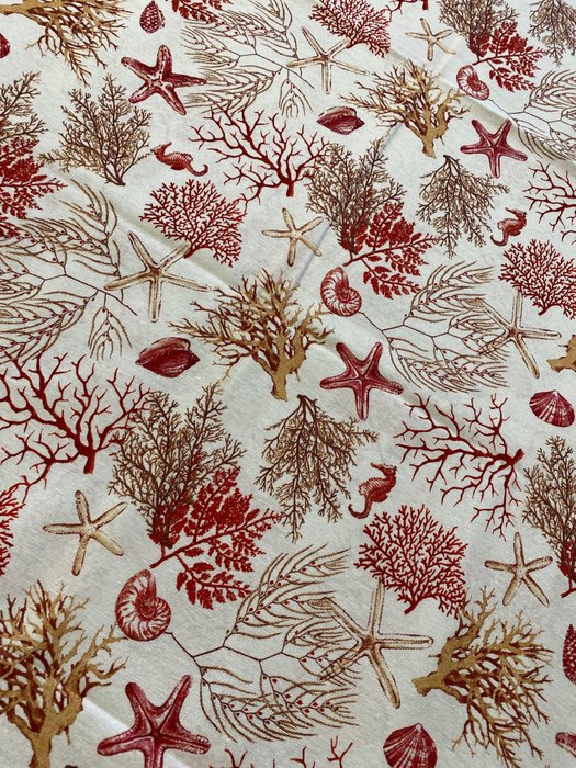 san leucio - exclusive red coral marine fabric - Upholstery fabric  - 280 cm - 255 cm