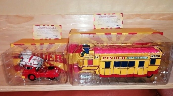 Pinder 1:43 - 模型卡车 - Pinder circus - Berliet 拖拉机 + 小吃店拖车版本：Direkt Collections
