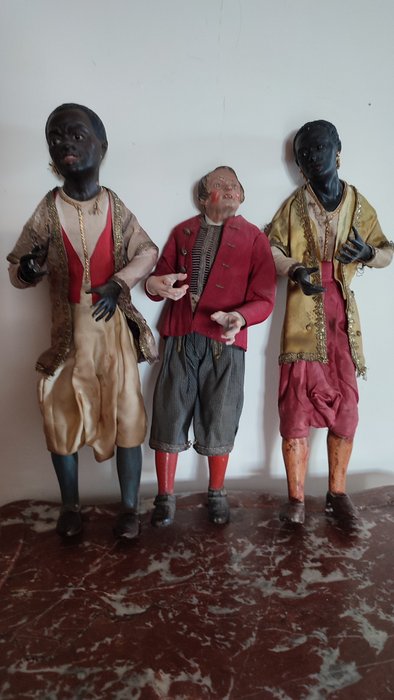 耶穌降生場景 artisti napoletani (3) - 彩色陶土、木材、絲束、織品和絲綢。