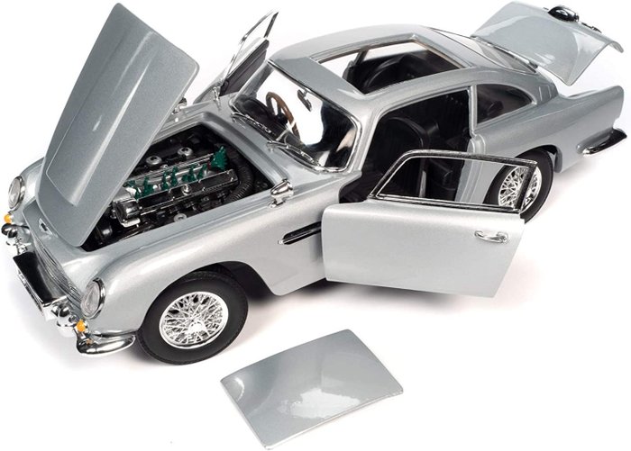 Auto World 1:18 - Miniatura de carro desportivo - Aston Martin DB5 (007: No Time To Die) - Modelo fundido com 5 aberturas