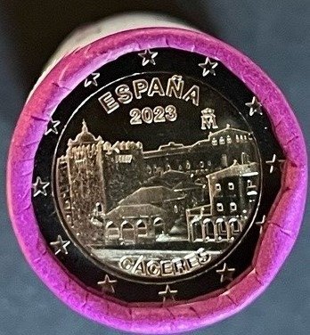 西班牙. 2 Euro 2023 "Caceres" (25 coins) in roll  (沒有保留價)