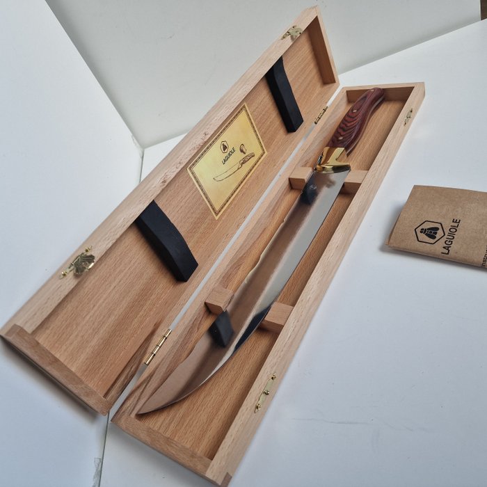 Laguiole - Flessenopener -  Chambreer sabel in doos - Hout, roestvrij staal, in houten kist