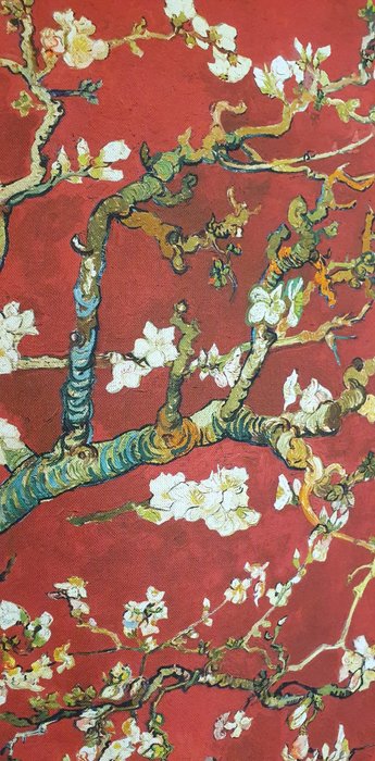 Tecido raro Artmaison Van Gogh "Flor de Amendoeira" - 600x140cm - Design Artístico Vermelho - Têxtil - 140 cm - 0.02 cm