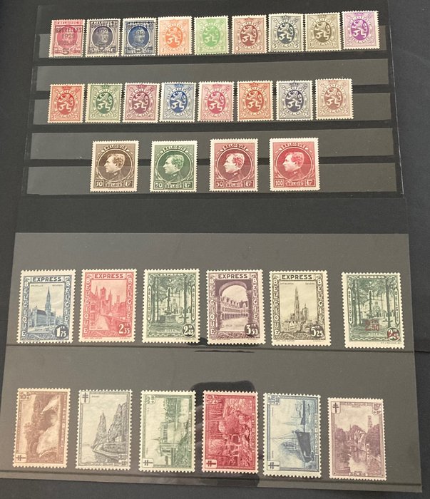 Belgique 1929 - Volume complet avec timbres Grand Montenez, Express et autres. - OBP/COB 273 t/m 298 inclusief 292C/292H