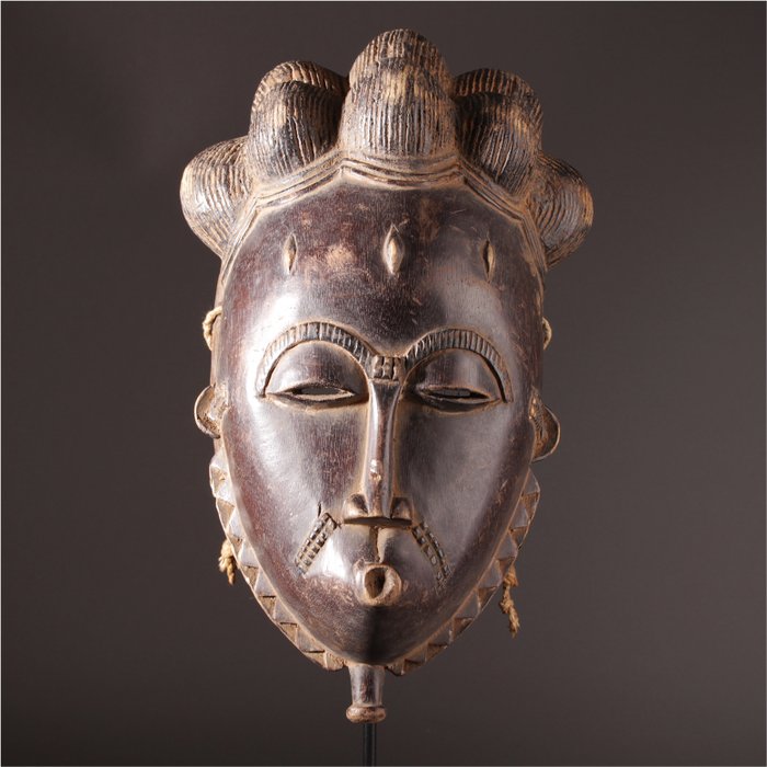 Maske - Holz - Baule - Ivory Coast - 33 cm 