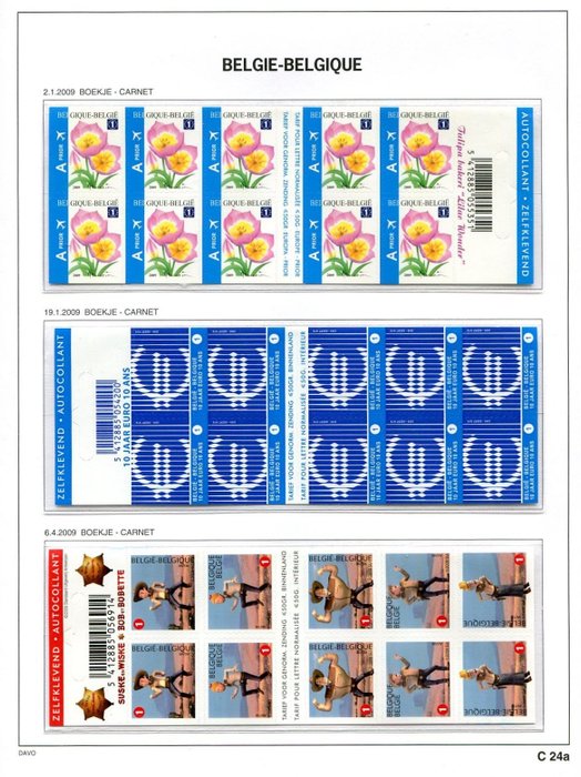 比利時 2009 - 年度所有郵票小冊子 - B99/108