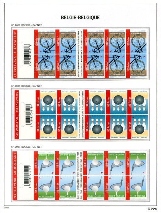 Belgio 2007 - Tutti i libretti di francobolli dell'anno - B71/87