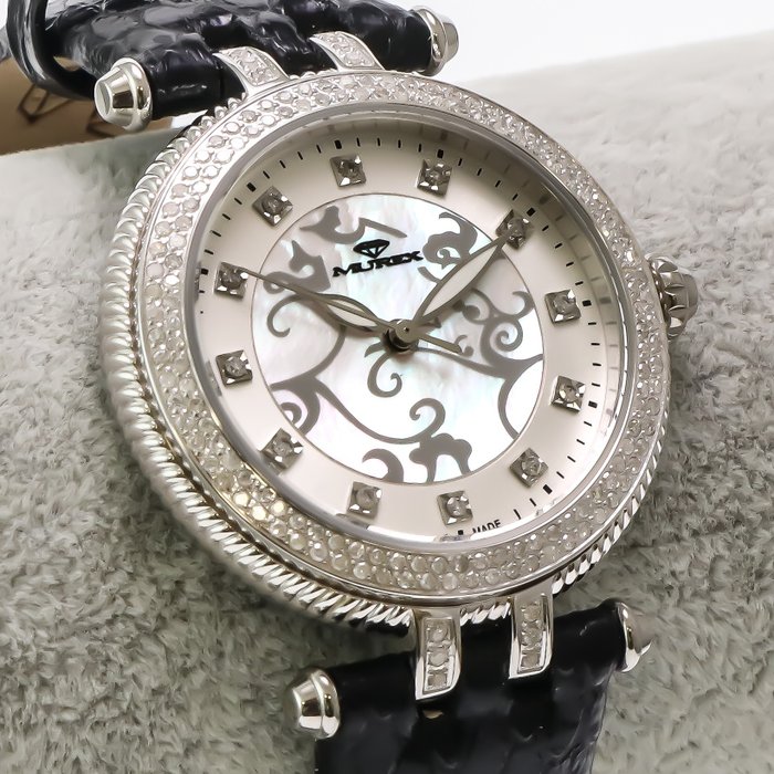 Murex - Swiss Diamond Watch - MUL530-SL-D-7 - Black bracelet - Zonder Minimumprijs - Dames - 2000-2010