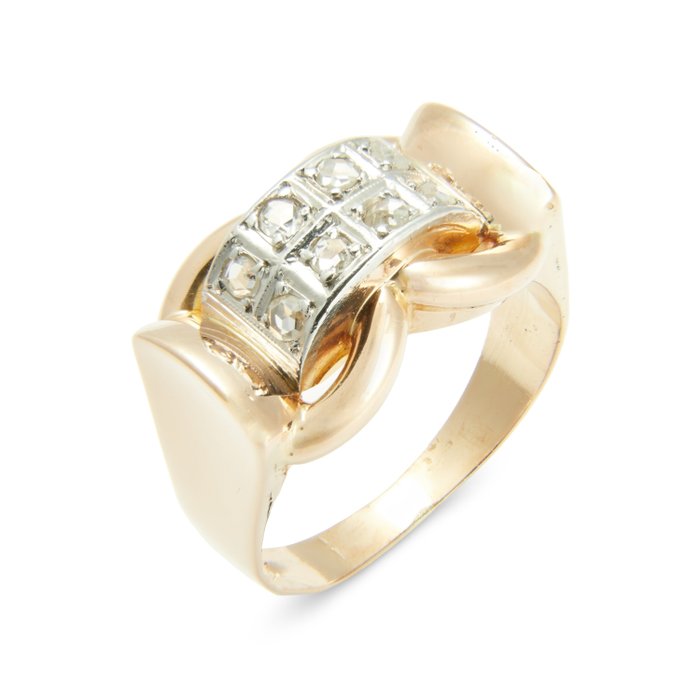 18 K Bicolor, Ouro, Ouro branco, Ouro rosa - Anel - 0.30 ct Diamante - Diamantes