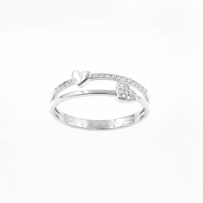 18 kt Weißgold - Ring - 0.09 ct Diamant