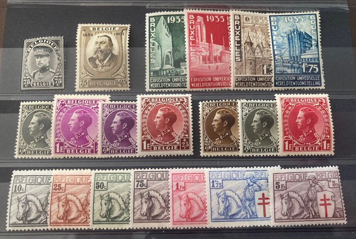Belgien 1934/1936 - Komplette Bände ohne Blocks mit den Serien „Ridder“ und Charleroi, Borgerhout und Tassis aus - OBP/COB 384/445