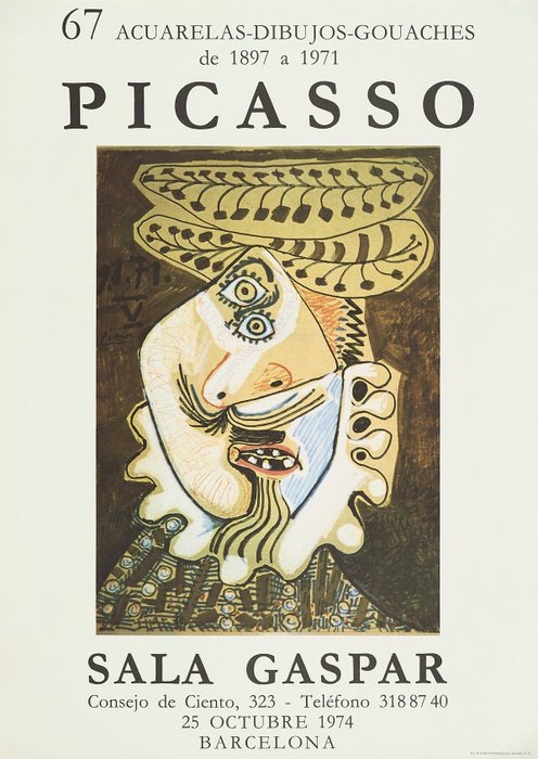 Pablo Picasso (after) - 67 acuarelas-dibujos-guaches de 1 - Década de 1970