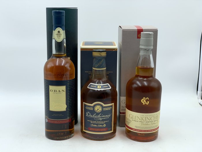 Oban + Dalwhinnie + Glenkinchie - Distillers Edition - Original bottling  - 70cl - 3 pullojen