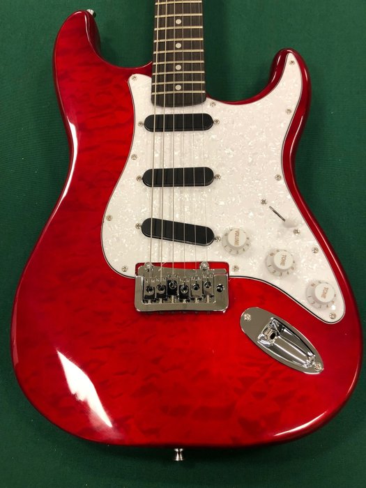 M.J.DOUGLAS - Mjst7223 Transparent Dark Red -  - Elektrisk guitar