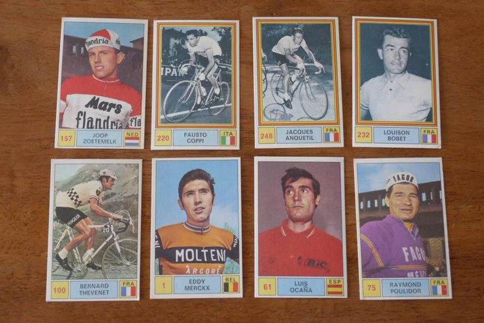 Panini - Sprint 71 - Merckx/Zoetemelk/Poulidor/Bobet/Anquetil/Coppi/Thevenet/Ocana - 8 Loose stickers