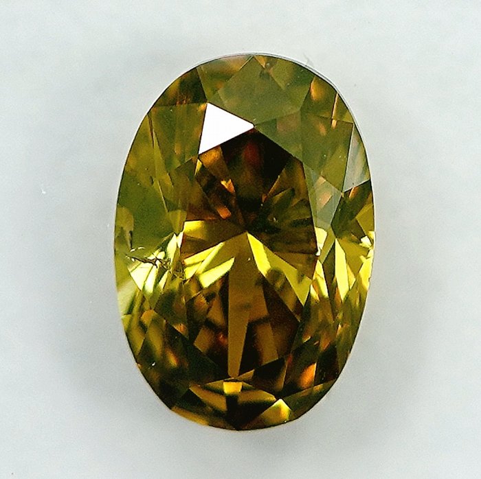 钻石 - 1.00 ct - 椭圆形 - Fancy Intense Yellow - SI1 微内含一级